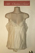 VTG 80s LADY LYNNE Lingerie Sleepware Camisole  Panties Ivory Satin UNION Sz M