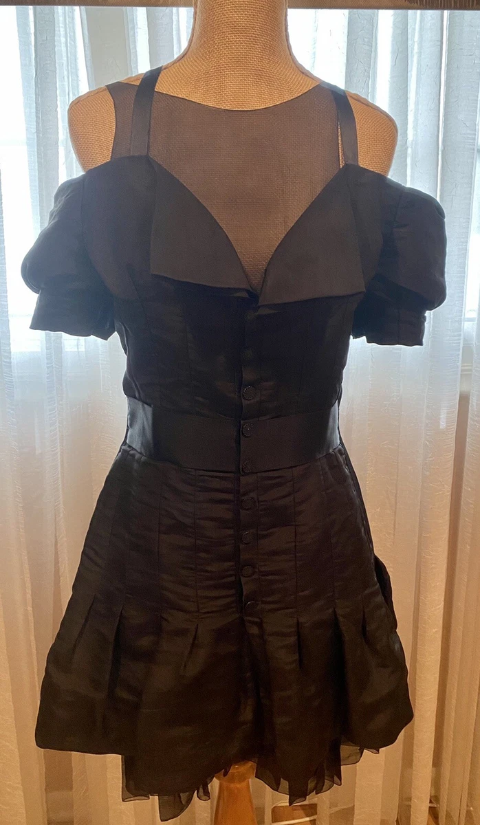 RARE CHANEL RUNWAY BLACK COCKTAIL EVENING DRESS, SIZE 42, MADE OF DRESS AND  UNDE