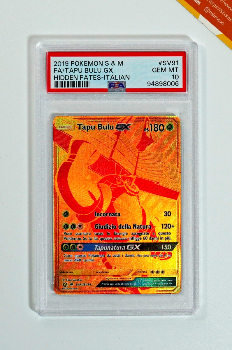 Pokemon PSA 10 Tapu Bulu GX #SV91 Full Art Destino Sfuggente 2019