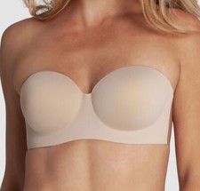 44 Fashion Forms Womens Beige Solid Voluptuous Backless Strapless Bra Size DDD