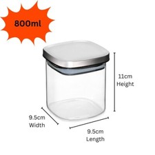 Square Glass Storage Containers With Stainless Steel Lid – BPA Free - 4 Sizes