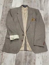 44R Men's Vintage Farah Blazer Tan & Gray Tweed Style Wool Blend Herringbone