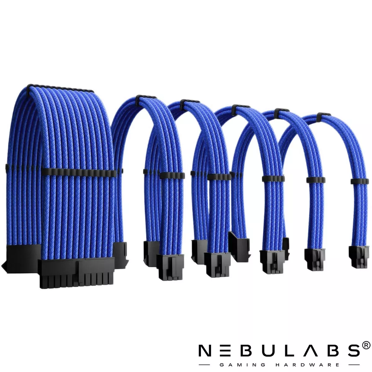 Blue PSU Cable Kit Mod Extension Sleeved Power Supply PC Braided GPU - 6  Pieces | eBay