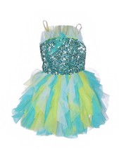 Girl Theatricals Green Blue Sequin Tap Jazz Ballet Dance Costume Size SC