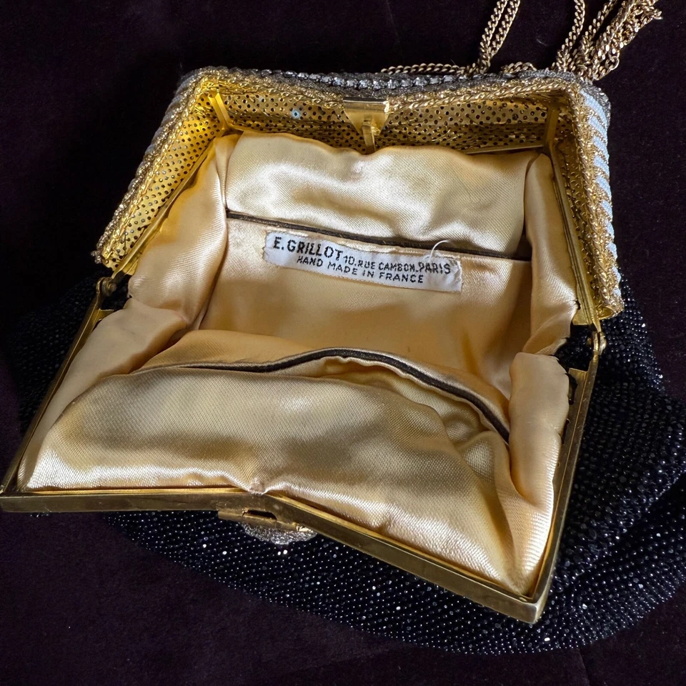 Antique French Evening Beaded Bag with Rhinestone Accents ZZ355 - Image 4 of 4