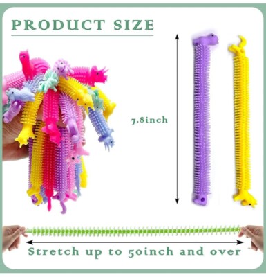 24 PCS Stretchy Fidget Toy,Sensory Fidget Worm Stretch Toys,Muticolor Stretchy