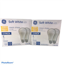 Lot of 2 GE Soft White LED 100 Watt Classic Shape 2 Pack Lightbulbs A21