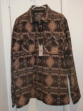 Nomad Craft Flow Brown Aztec Western Button Up Men Large 