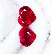 Red Ruby Burmese Heart Shape 19-21Ct Natural  Pair Loose Certified Gemstone