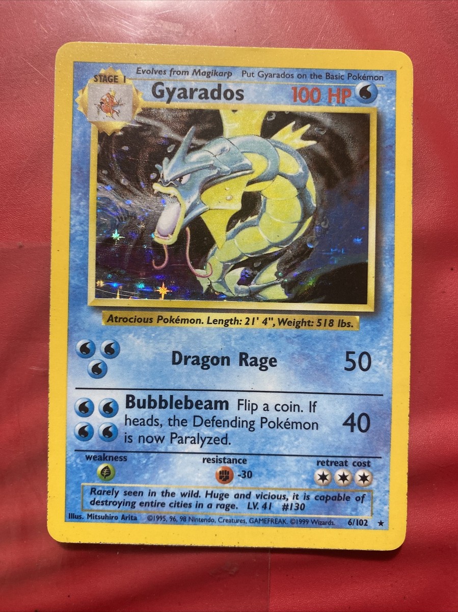 Gyarados 1999 Original Rare Holographic Pokemon Card #6/102 | eBay