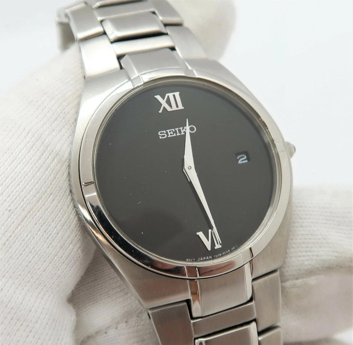 Seiko black shop stainless steel band