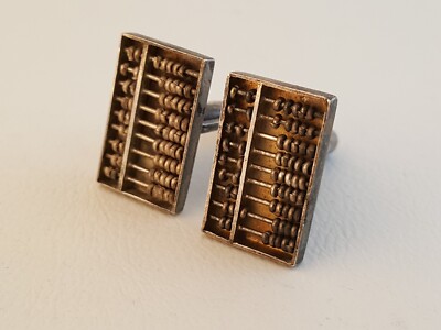 Vintage 60s sterling silver abacus cufflinks Hong Kong moveable!