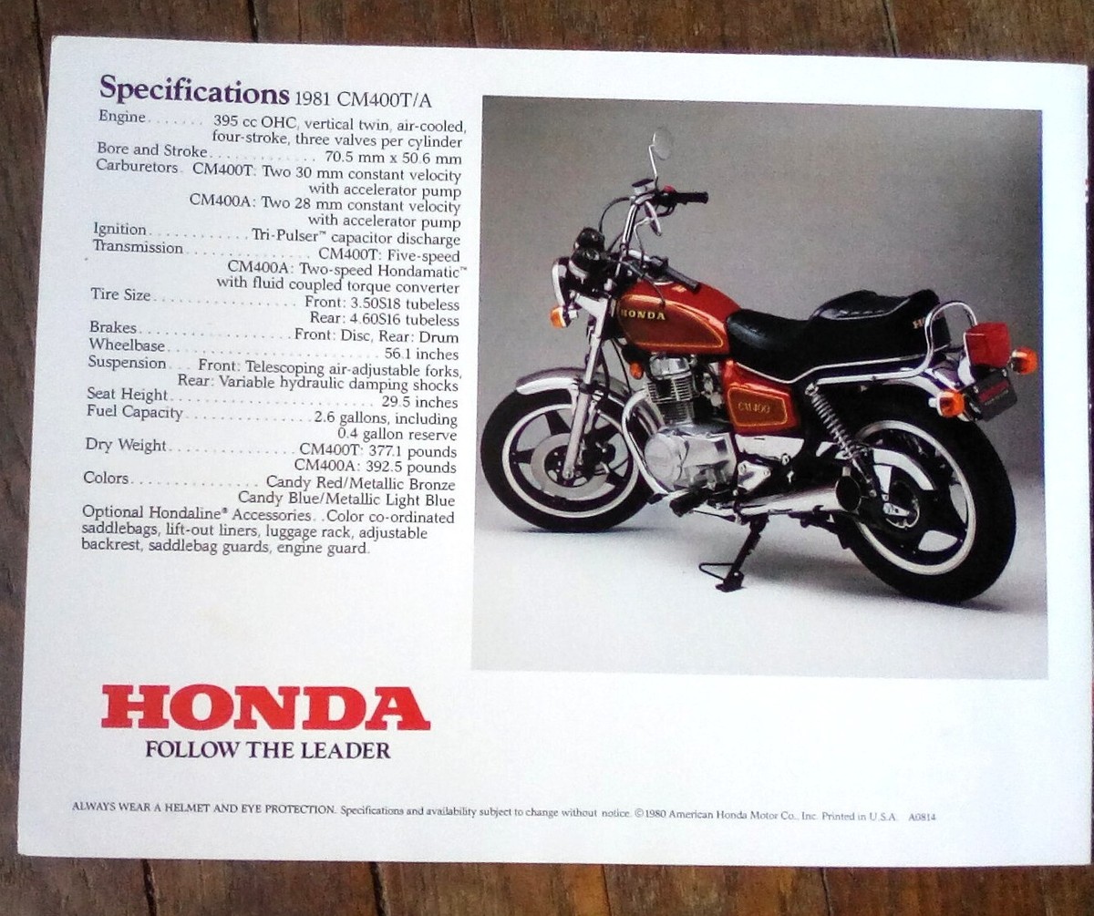 1981 Honda Motorcycle CM400T/A Sales Brochure | eBay