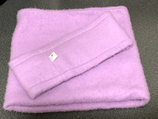 girl's LAVENDER fleece neck warmer gaiter wrap and ear warmer headband set