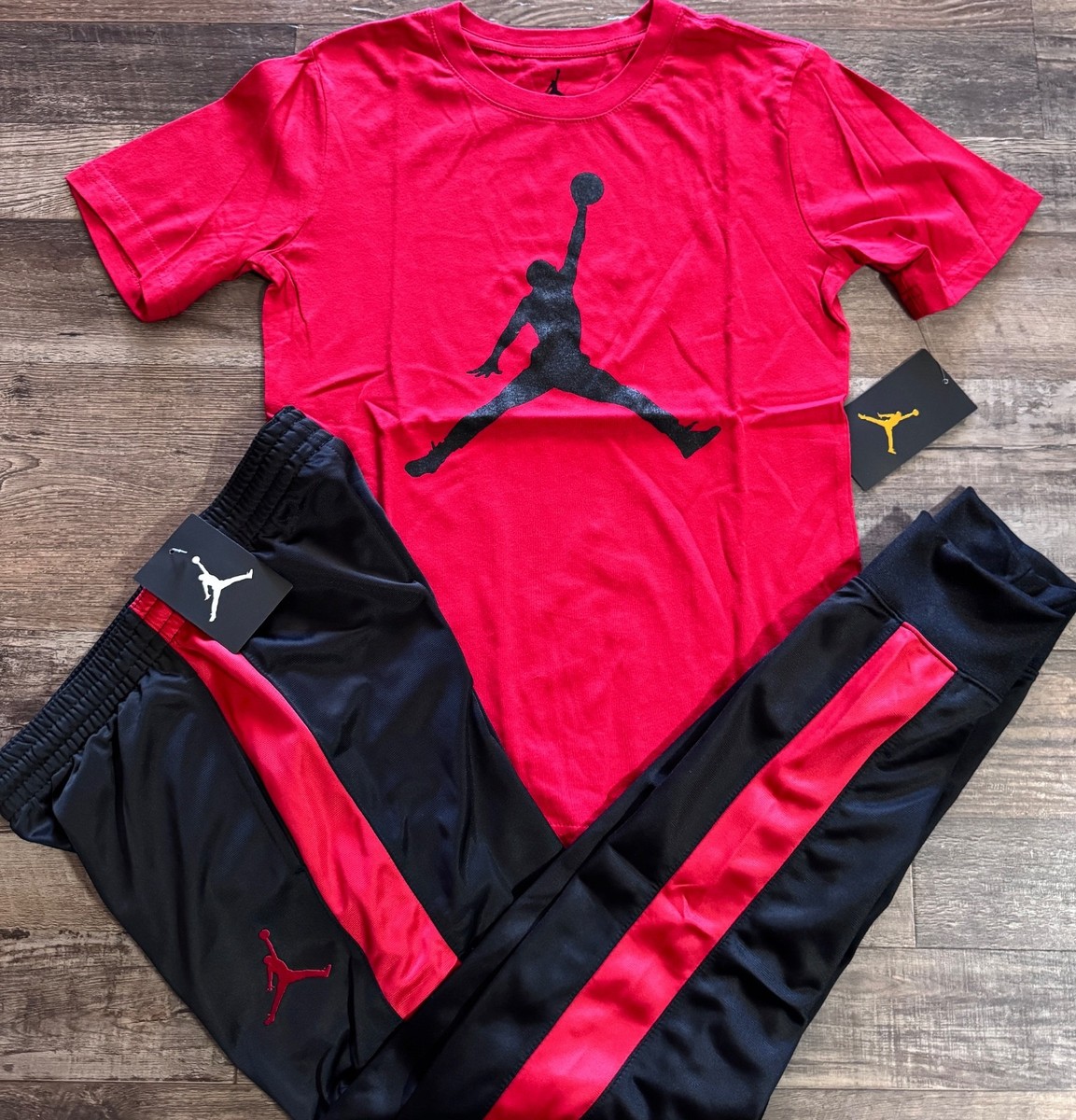 NWT Nike Air Jordan Boys YXL Red/Black BIG LOGO Jogger Set XL | eBay