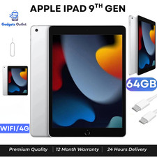 Apple iPad 9th Gen 64GB Wi-Fi/4G Unlocked Brand New Excellent Condition Tablet