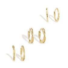Small Gold Hoop Earrings Set for Women, Cute Tiny Rhinestone Hugg