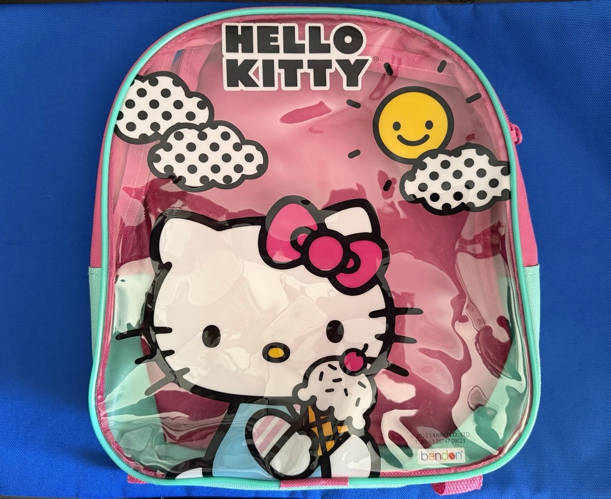 Sanrio Hello Kitty Clear PVC Backpack in Brown and Tan Accents Amazon.com: Clear Hello Kitty Clear Backpack with Lunch Box  main image 2