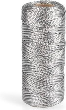 Metallic Cord Tinsel String Rope for Christmas Ornament Hanging, Silver