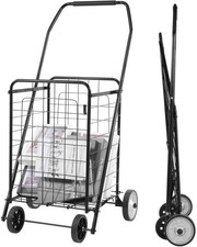 Foldable Shopping Utility Cart, Collapsible Durable Grocery Utility Cart with...