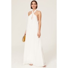 RTR Rixo Medium 8 White Jordyn Sleeveless Halter Tie Backless Bridal Gown dress