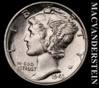 1943 Silver Mercury Dime - Choice Gem Brilliant Uncirculated  Lustrous  #L7430