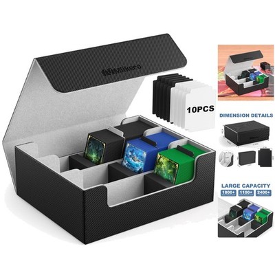 Sturdy Waterproof Trading Card Storage Box with Magnetic Closure & Dividers