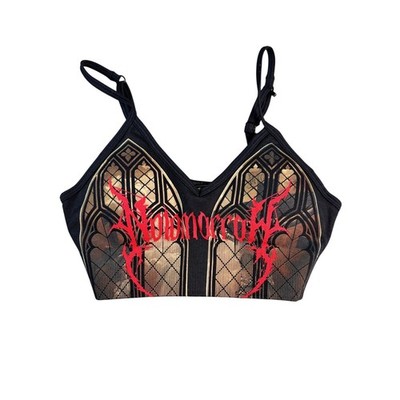 NoTomorrow Gothic Cathedral Stained Glass Ribbed Bralette Crop Top Small NEW