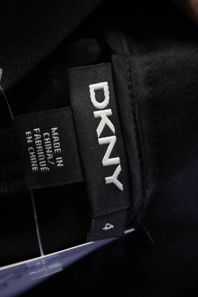 Pantalones DKNY para mujer de algodón con textura floral pierna recta gancho y bucle negros talla 4 Foto 4 de 4