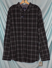 George Dark Gray Plaid LS Collared Button Up Dress Shirt 2XL 50/52 Men's NWT