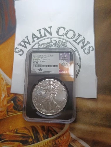 2020 American Silver Eagle $1 EMERGENCY PROD MS70 FDOI Mercanti  EA134