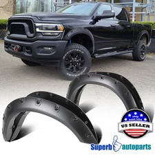 Fit 2019-2020 Dodge Ram 2500 3500 Black Pocket Rivet Bolt-on Style Fender Flares