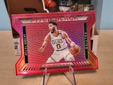 2020-21 Jayson Tatum Obsidian Pitch Black Die-Cut Electric Etch Red Flood Insert