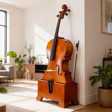 Cello Floor Stand Reddish-Brown 4/4 Size Foam Protective Layer 52x28cm