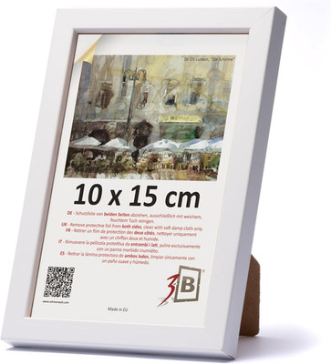 3-B Bilderrahmen LUND - Weiß - 10x15 cm - Holzrahmen, Fotorahmen, Portraitrahmen