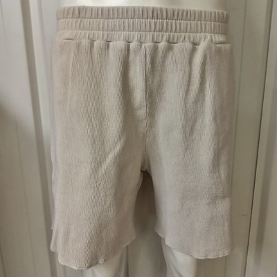 Illicit Bloc Mens Large Ribbed Drill Shorts Oyster White Corduroy (L)