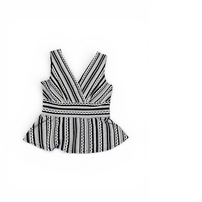 Anthropologie Vanessa Virginia Black & White Upton Peplum Top Size M V Neck