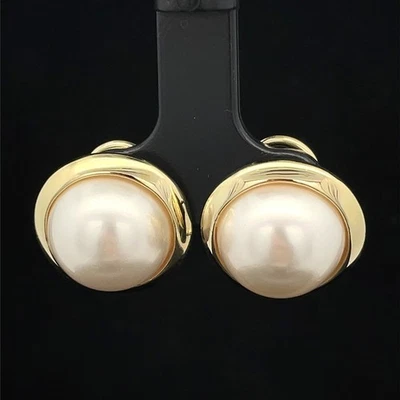OHRCLIPSTECKER AUS 925/SILBER GELBGOLDPLATTIERT MIT MUSCHELKERNPERLE SCHMUCKJAGD - Bild 1 von 3