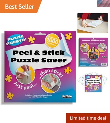 Effortless Puzzle Preservation with 6 Peel & Stick Sheets - Display with Hangers
