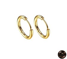 Rockyu Jewelry Hoop Earrings Men's and Women's Set Pair Hypoallergenic Gold
