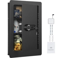 25.59" Tall Wall Safe 3-Tier Hidden Safe with Keypad Shelves & Key Holders