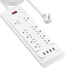 Surge Protector with Outlets USB Ports Long Cord