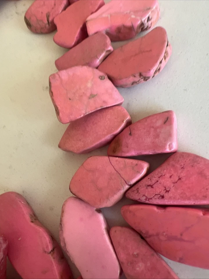 Окрашенный розовый бирюзовый ожерелье - ручной работы - Изображение 4 из 4