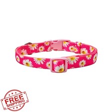 Olahibi Small Dog Collar M Hot Pink Daisy Neoprene Padded