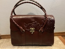 Nwt Patricia Nash Vienna Brown Tooled Genuine Leather Satchel Bag Purse