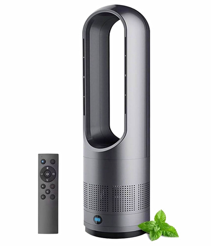 Bladeless Tower Heater Fan 1400W Remote 80° Oscillation 8hr Timer Touch