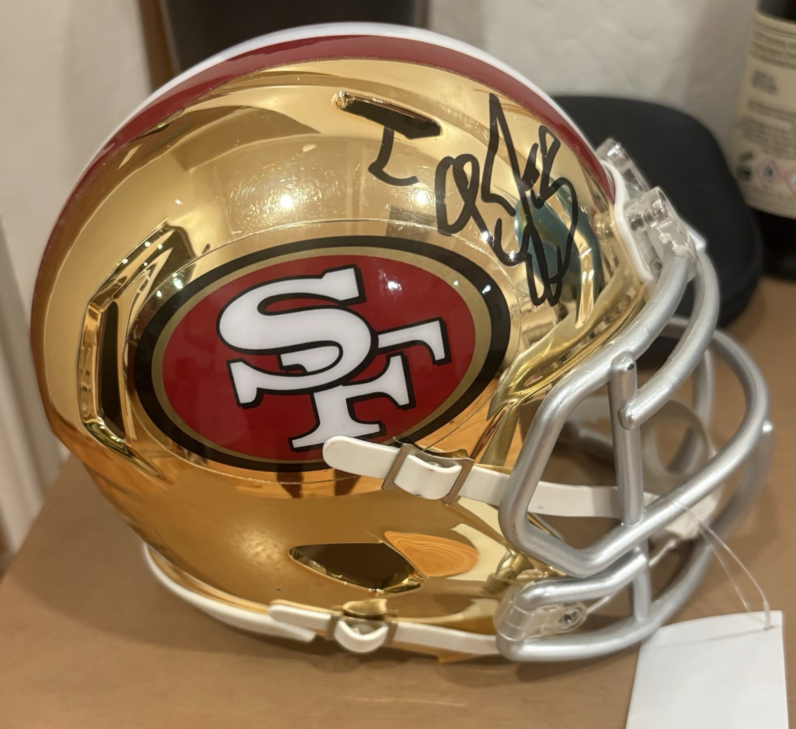 Christian McCaffrey Signed San Francisco 49ers Mini Helmet Chrome JSA COA Auto 