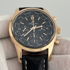 Breitling Transocean Chronograph Unitime RB0510 46mm Black Dial Rose Gold