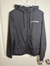 Vans  Off The Wall  Black Windbreaker Size Small Full Zip Hoodie Retro