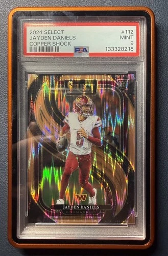 2024 PSA 9 Panini Select Premier Level Jayden Daniels RC Copper Shock Prizm /299